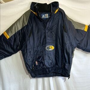 STARTER Men's Puffer Jacket in Navy, Gray, and Yellow